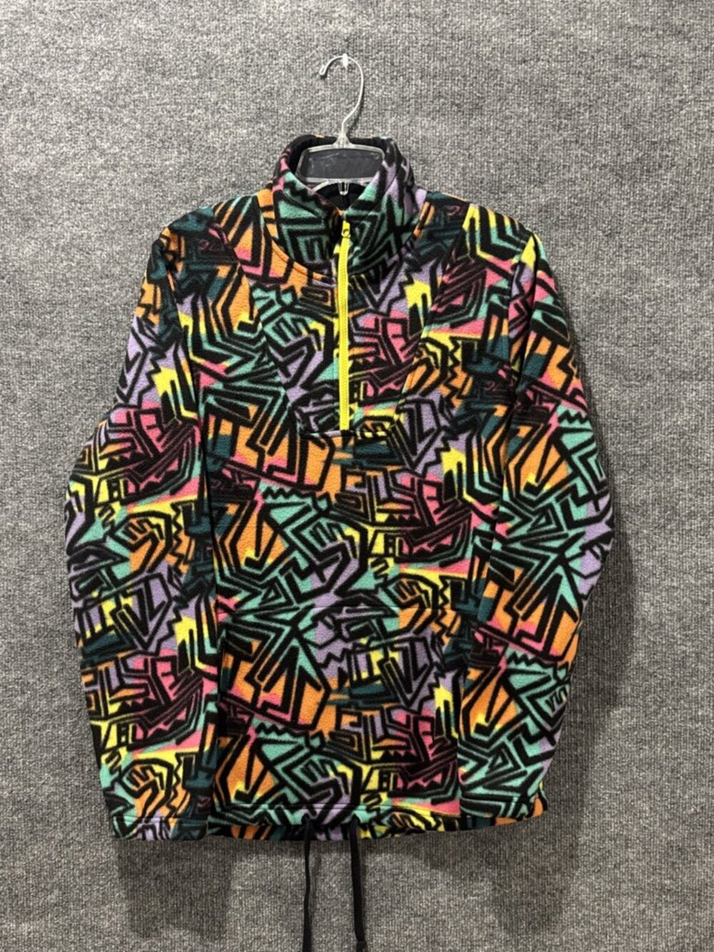 Empyre Fleece Pullover Men S M 1 4 Zip Retro Neon Skater Y2K Graffiti Sz M